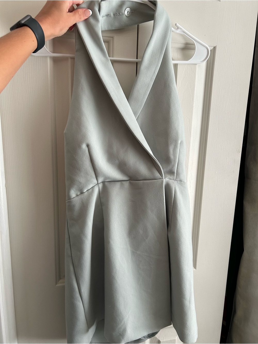 Abercrombie & Fitch One-Shoulder Mini Dress in Pale Sage